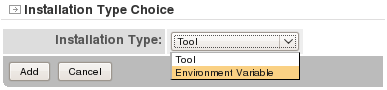 Select env var as tool type